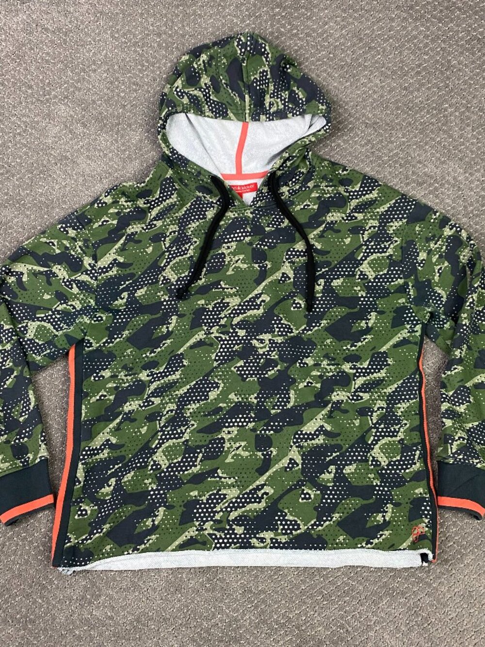 Krimson Klover Julia Hoodie Womens XL Green Camo Terry Pullover Sweatshirt